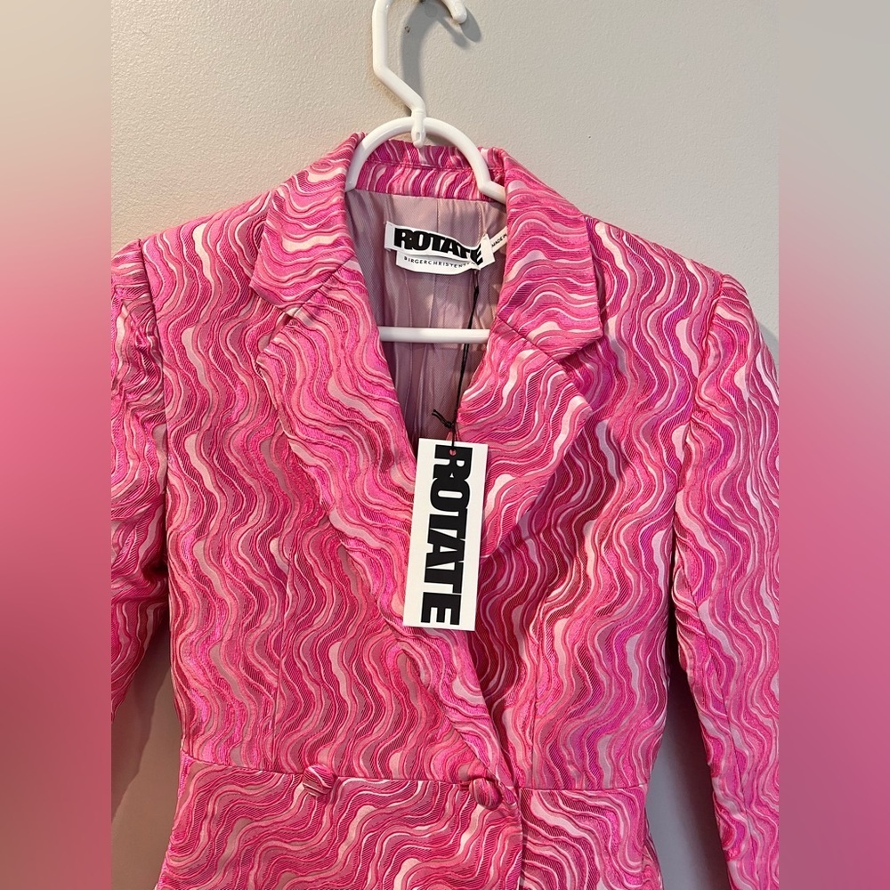 Rotate Birger Christensen Number 23 Pink Wave Jacquard Blazer Min Dress Sz 34 - Picture 4 of 11